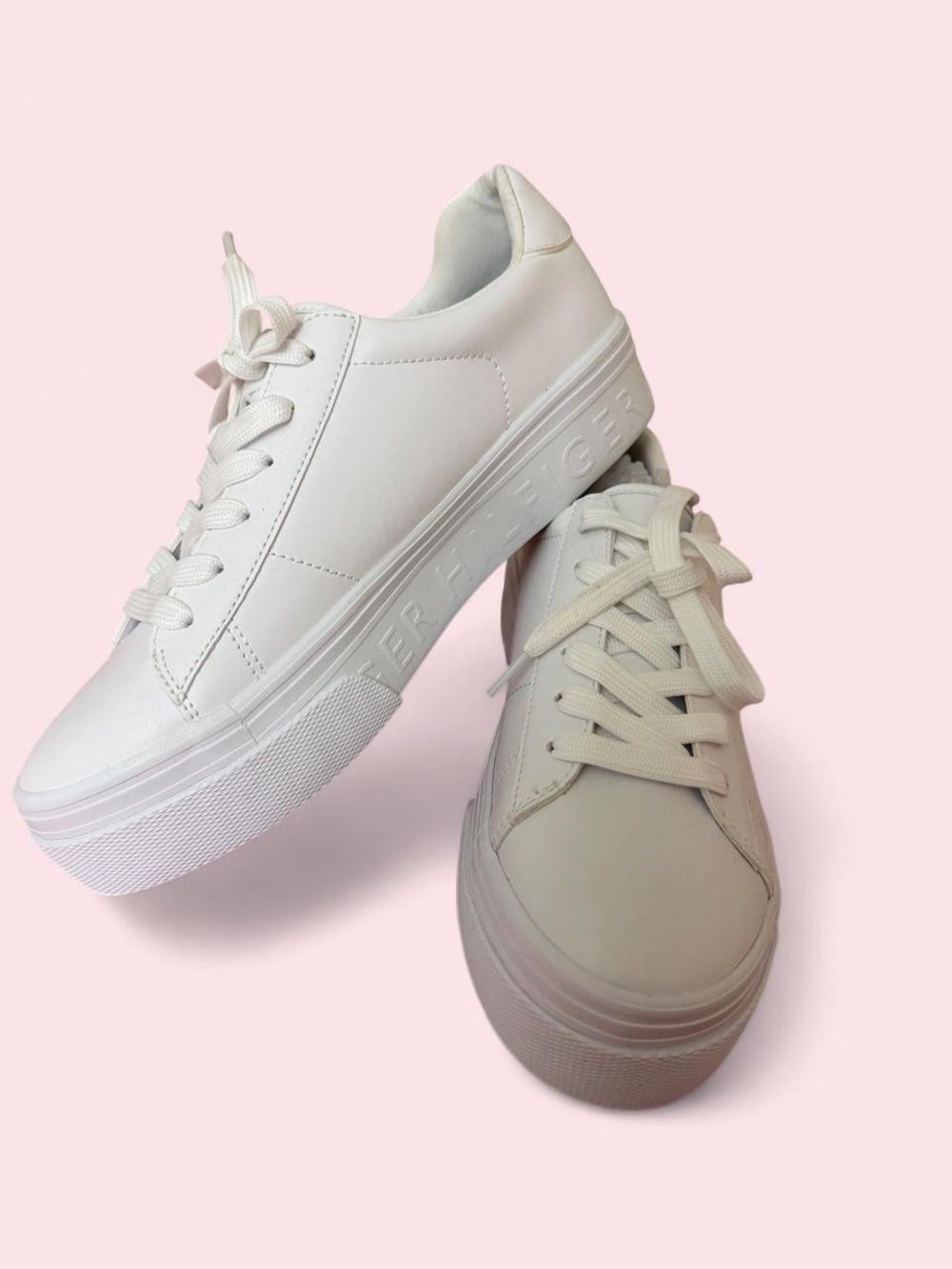 Tommy Hilfiger White Platform Lace-Up Sneakers